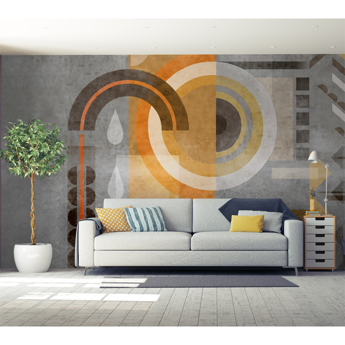 MUR ET CERCLES ORANGES