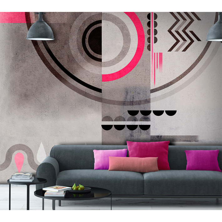 MUR ET CERCLES ROUGES